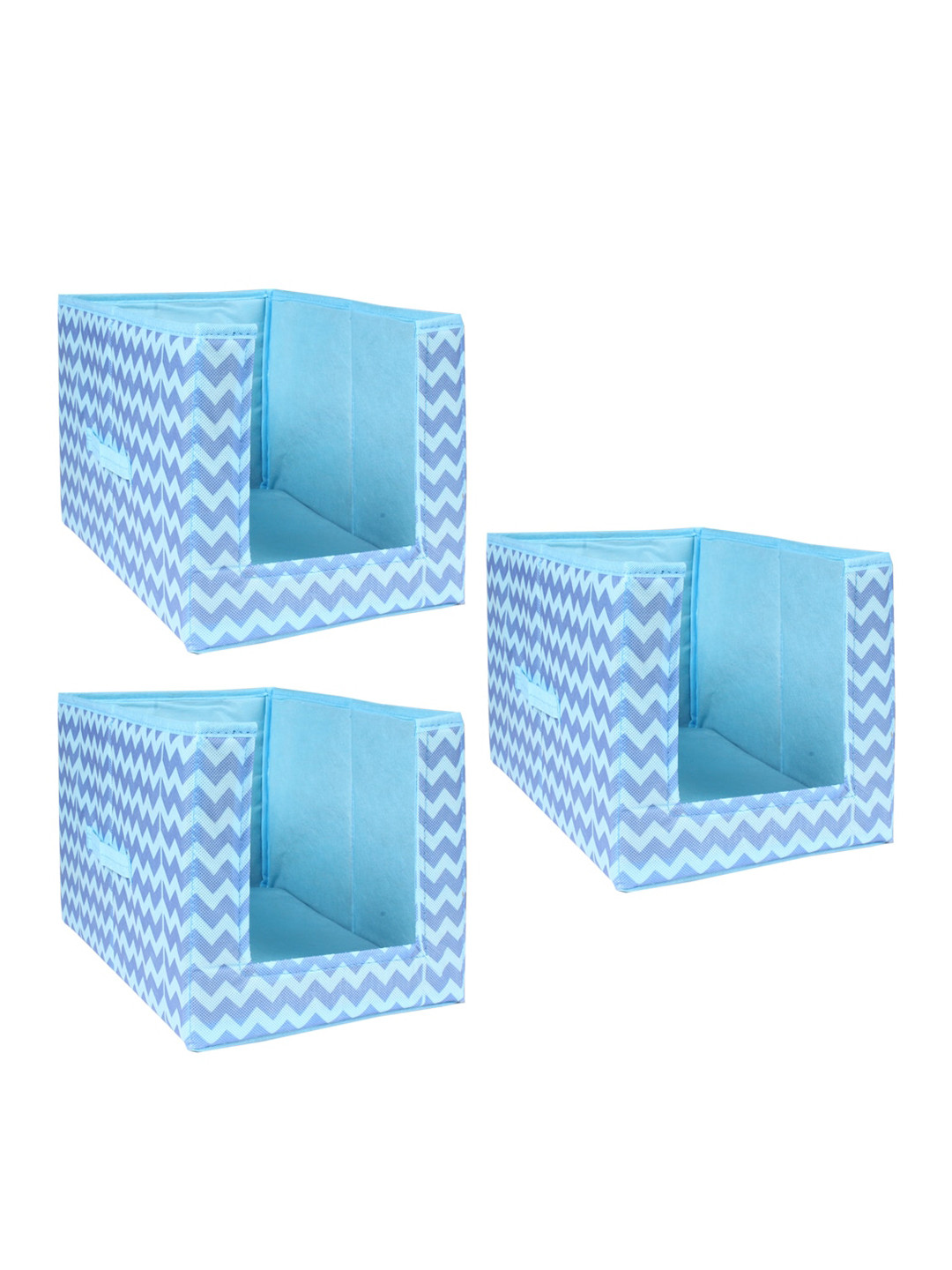 prettykrafts Set of 3 Blue Printed Shirt Stacker Closet Organisers