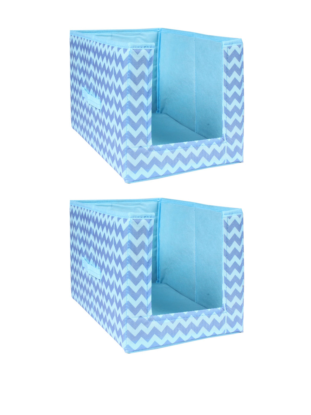 prettykrafts Set Of 2 Blue Printed Shirt Stacker  Closet Organizers