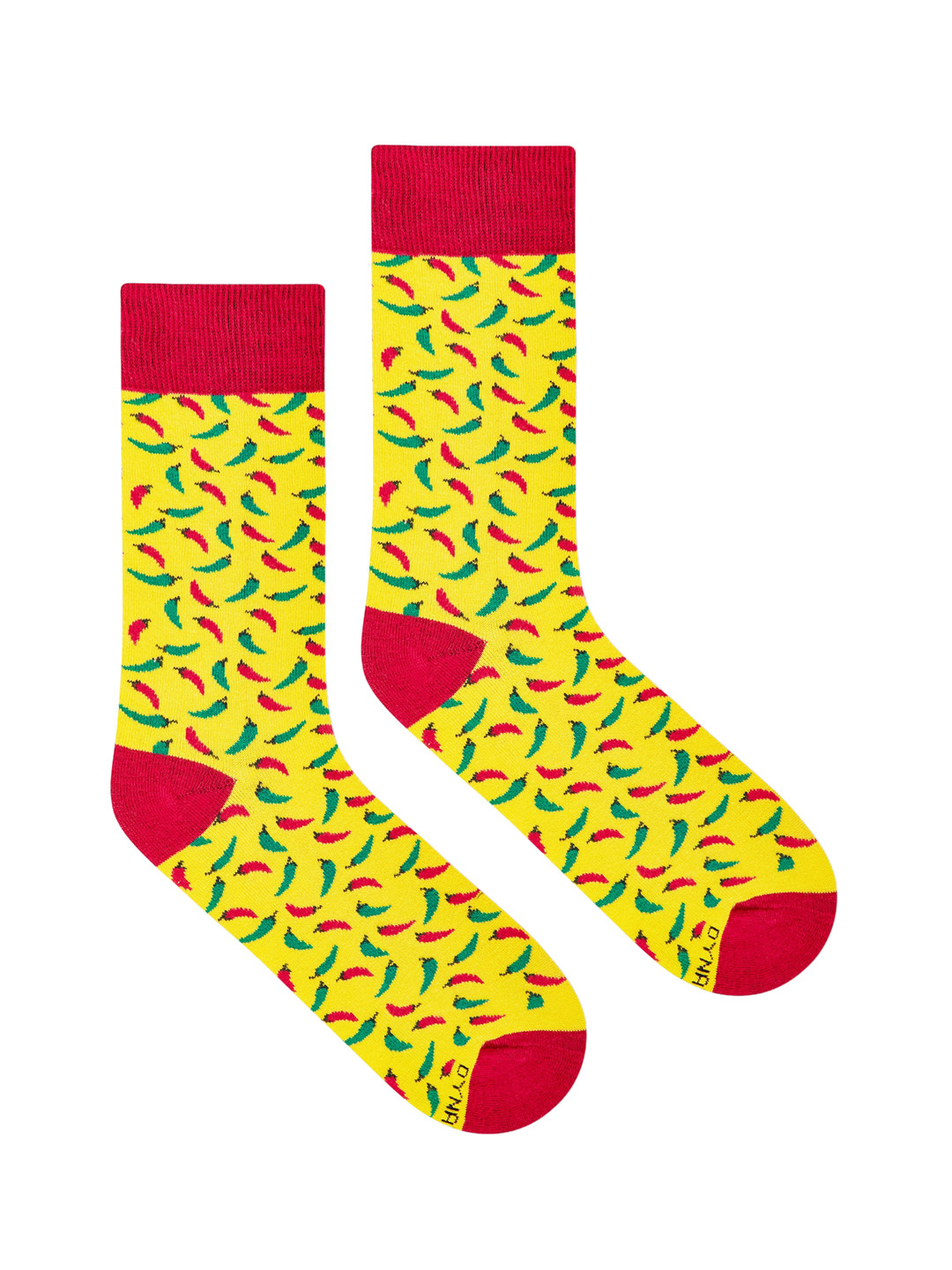Dynamocks Yellow & Red Chillies Patterned Sustainable Calf-Length Socks