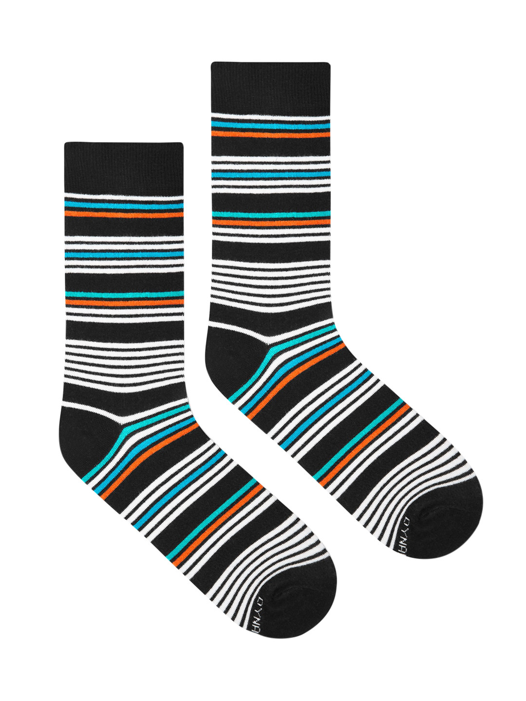 Dynamocks Unisex Black & White Striped Calf-Length Socks