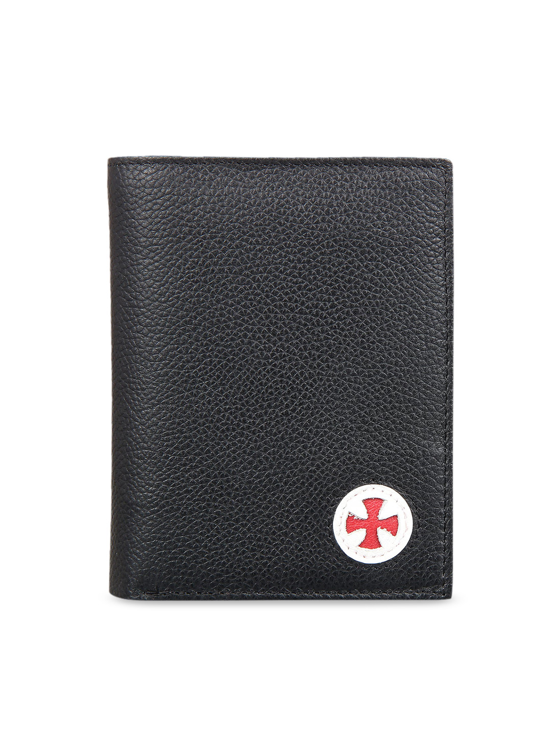 Leather Zentrum Men Black Solid Leather Two Fold Wallet