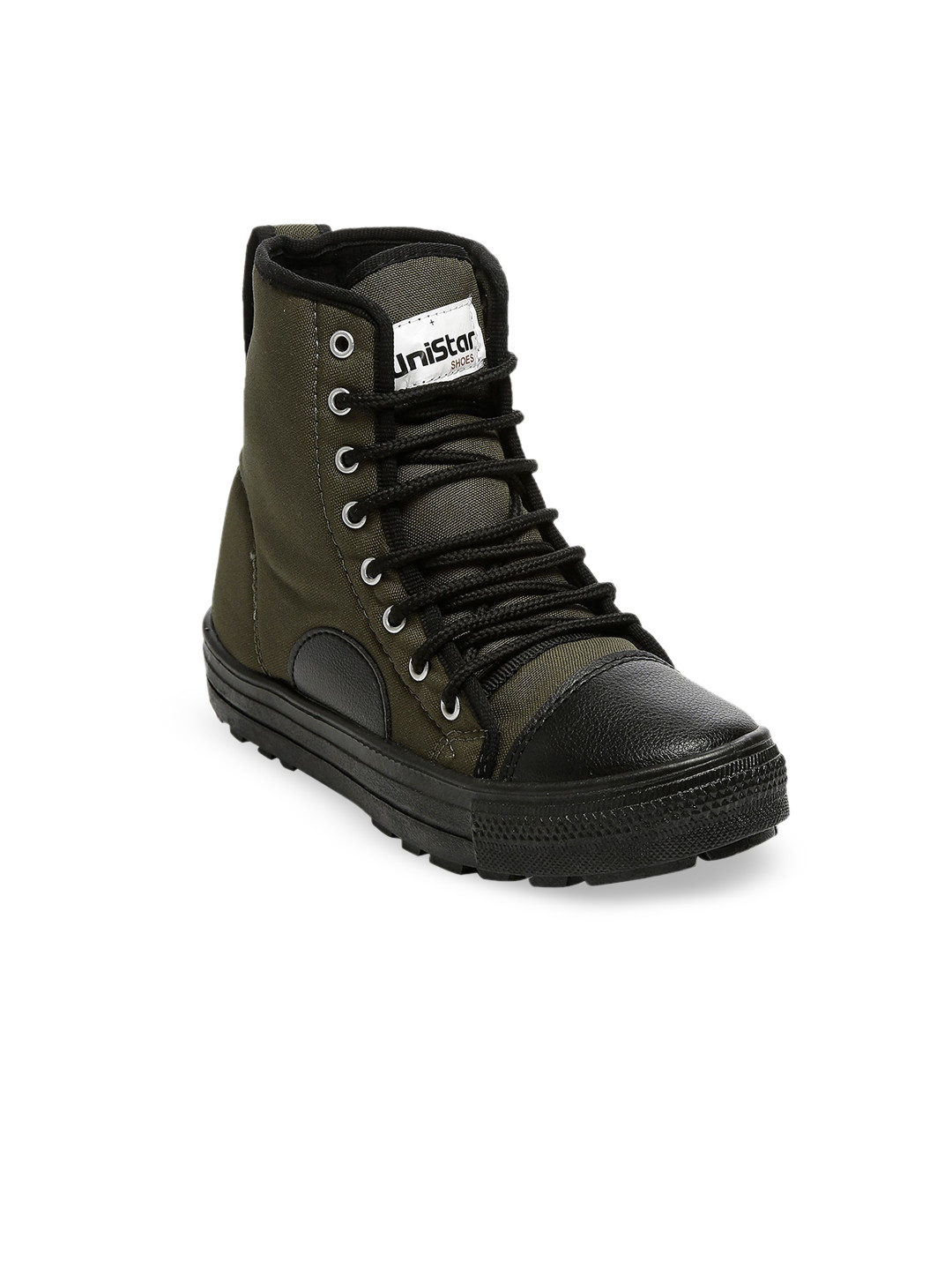 Unistar Men Olive Green High-top Flat Boots