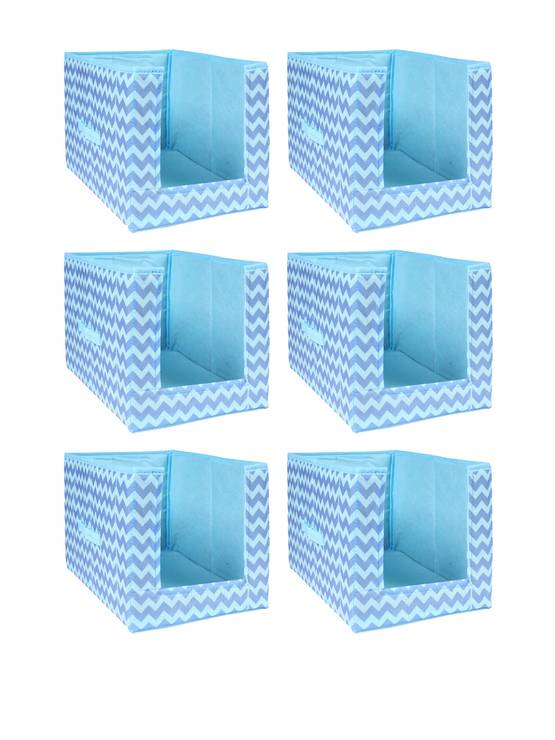 prettykrafts Set Of 6 Blue Printed Shirt Stacker Closet Organisers