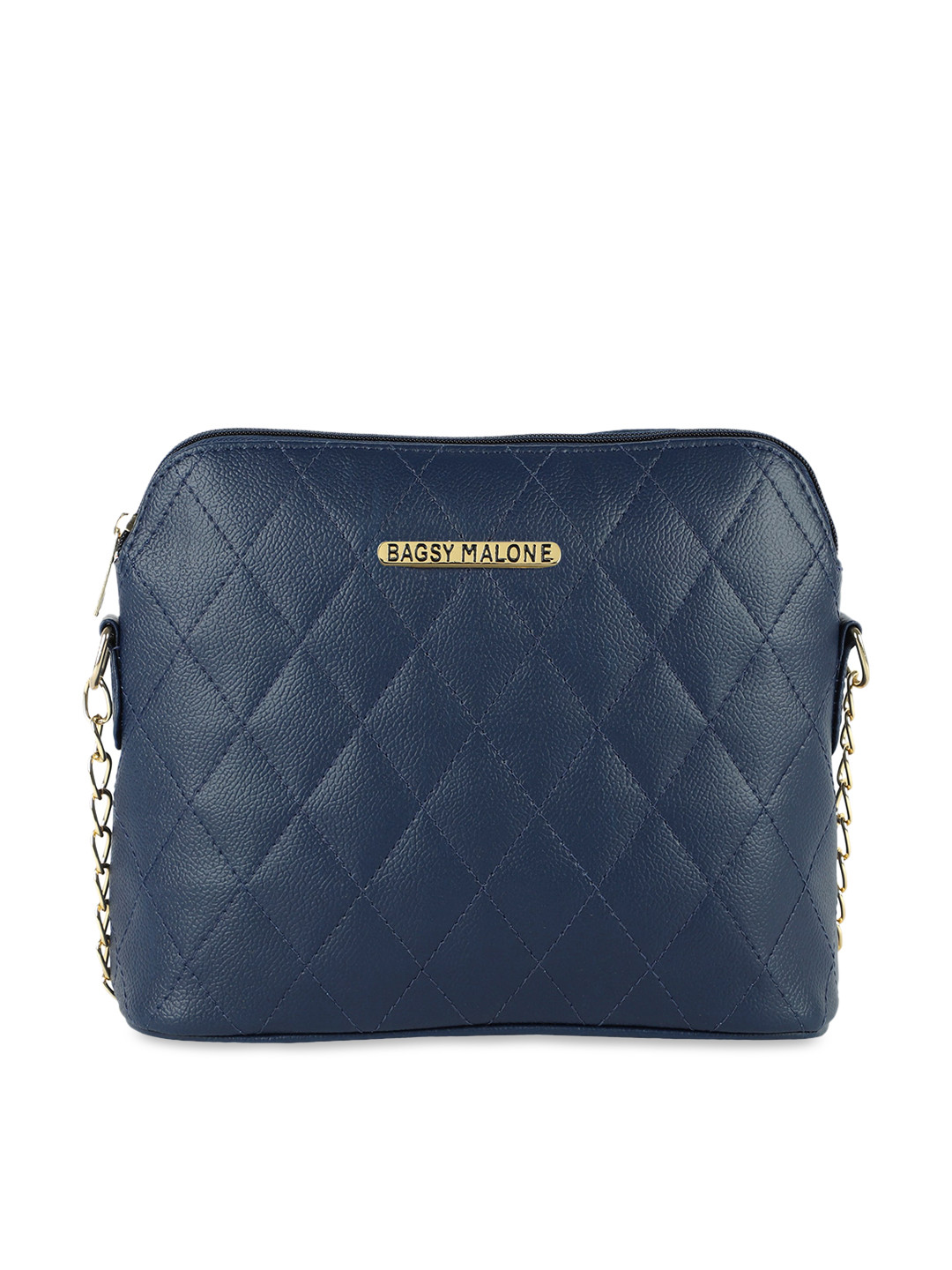 Bagsy Malone Navy Blue Textured Quilted Sling Bag