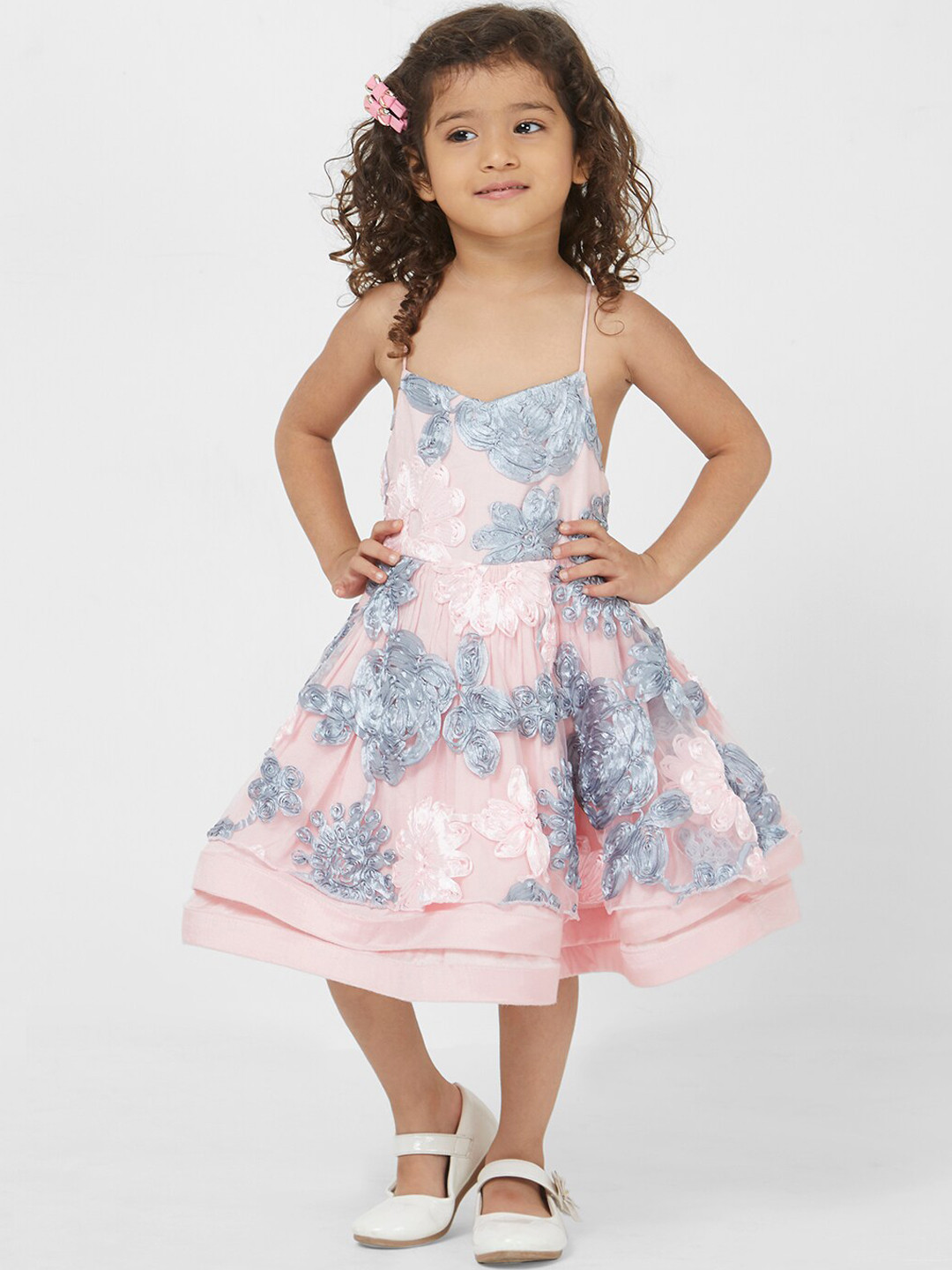 TIC TAC TOE Girls Pink Printed Fit and Flare Dress