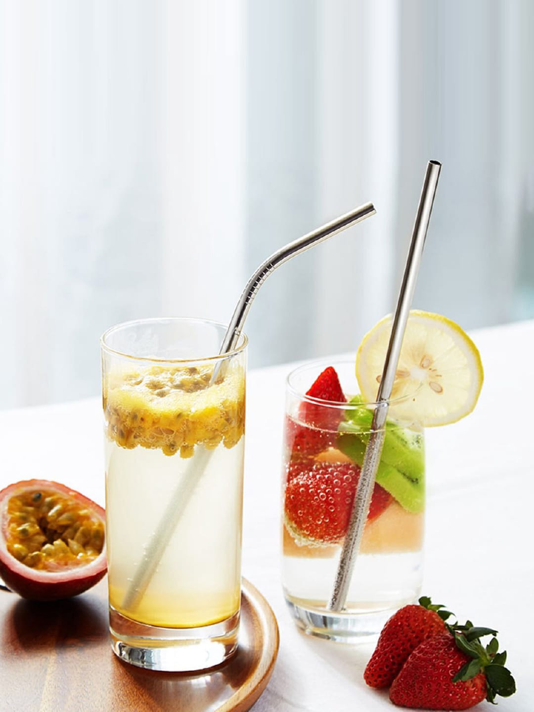 INCRIZMA Set Of 5 Silver-Toned Stainless Steel Reusable Straws