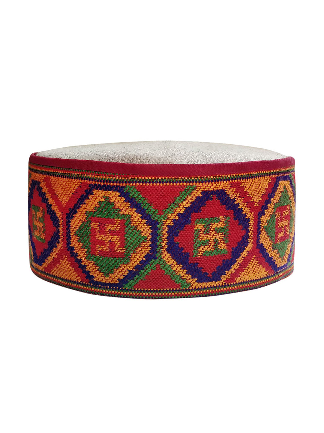 Vastraa Fusion Unisex Off White & Red Ascot Cap