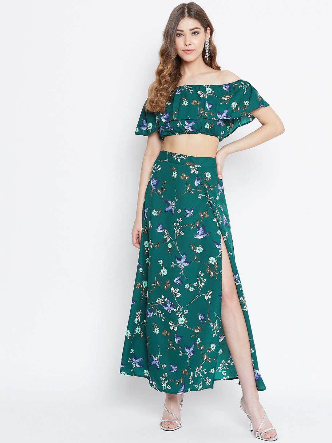 Berrylush Women Green Floral Printed Co-ordinate Set