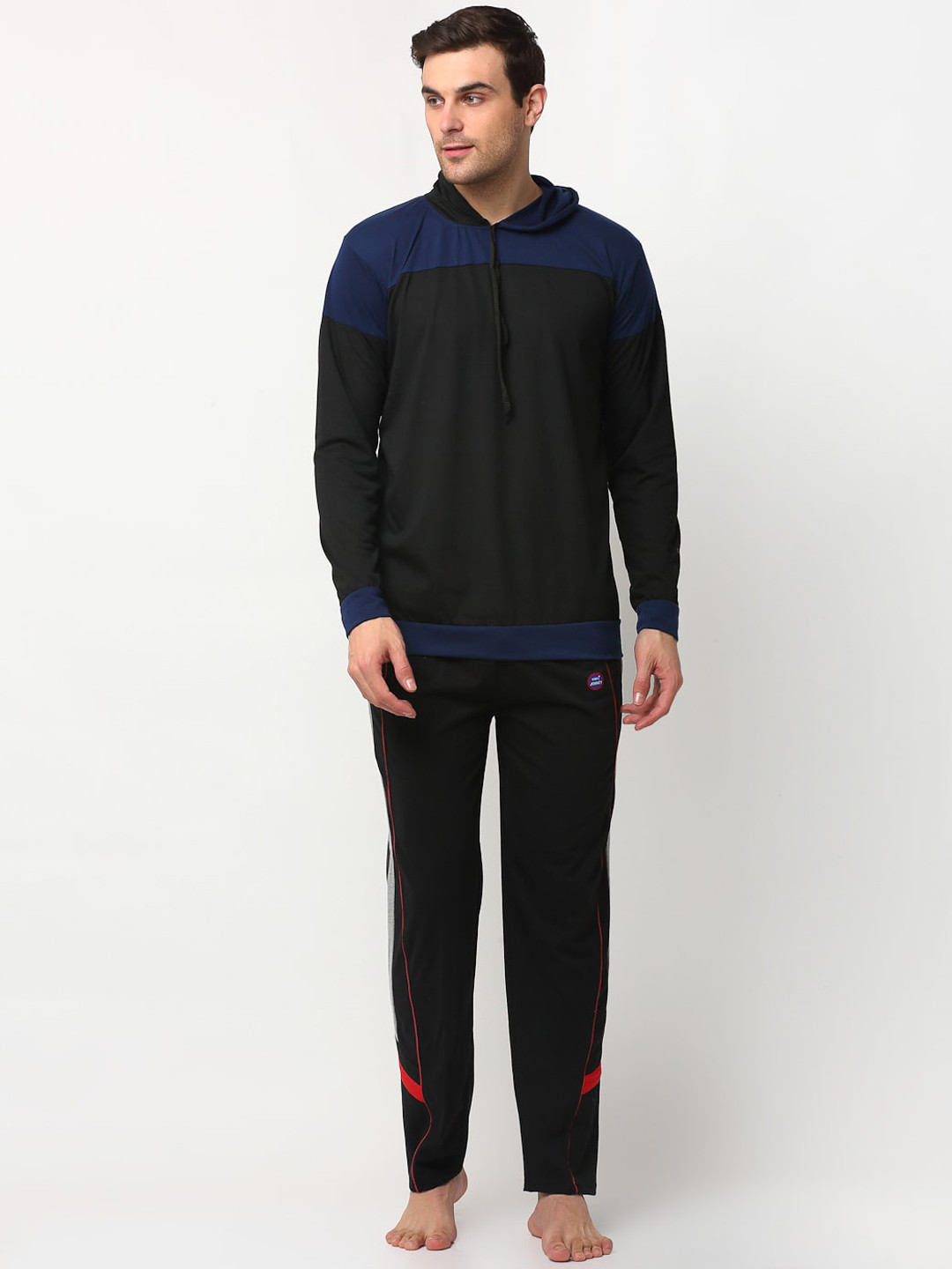 MACK JONNEY Men Black & Navy Blue Colourblocked Night suit