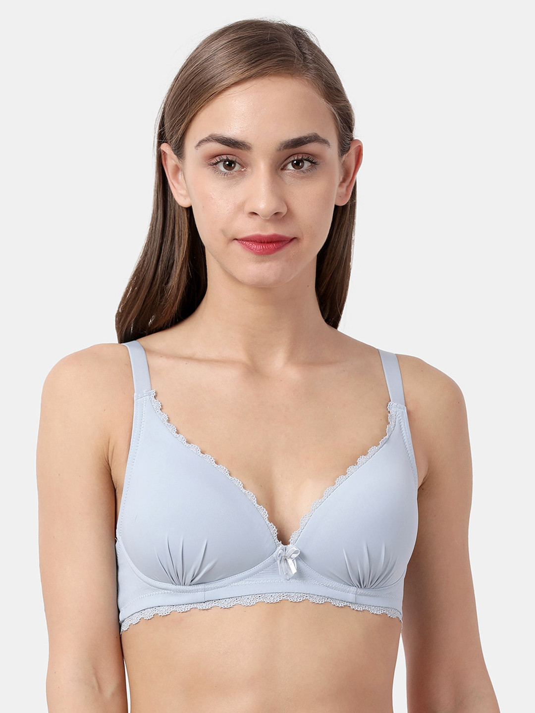 shyaway Blue Solid Non-Wired Lightly Padded Everyday Bra ST016