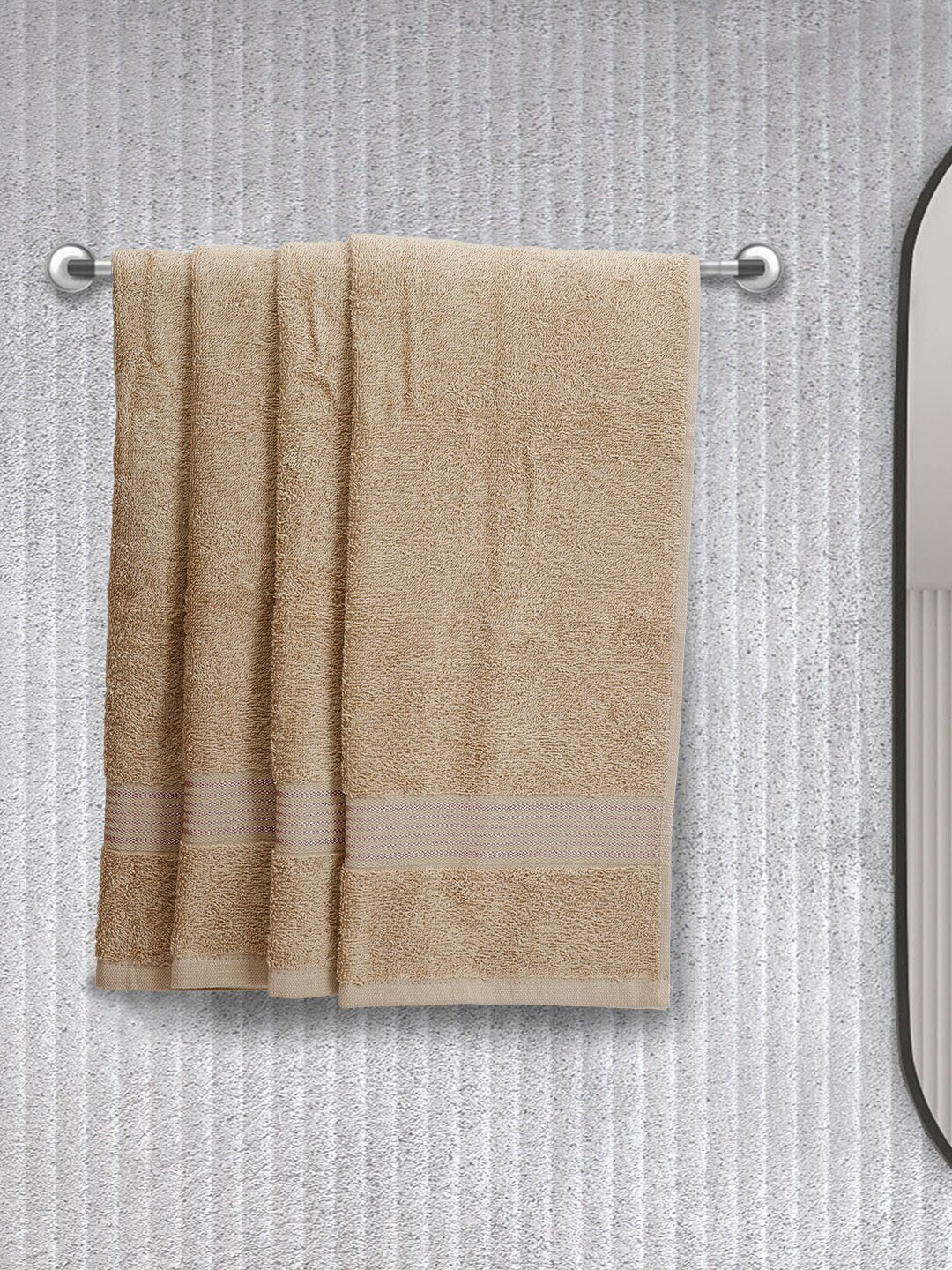 KOPA Taupe Set Of 4 Solid Super Absorbent 380 GSM Cotton Hand Towels