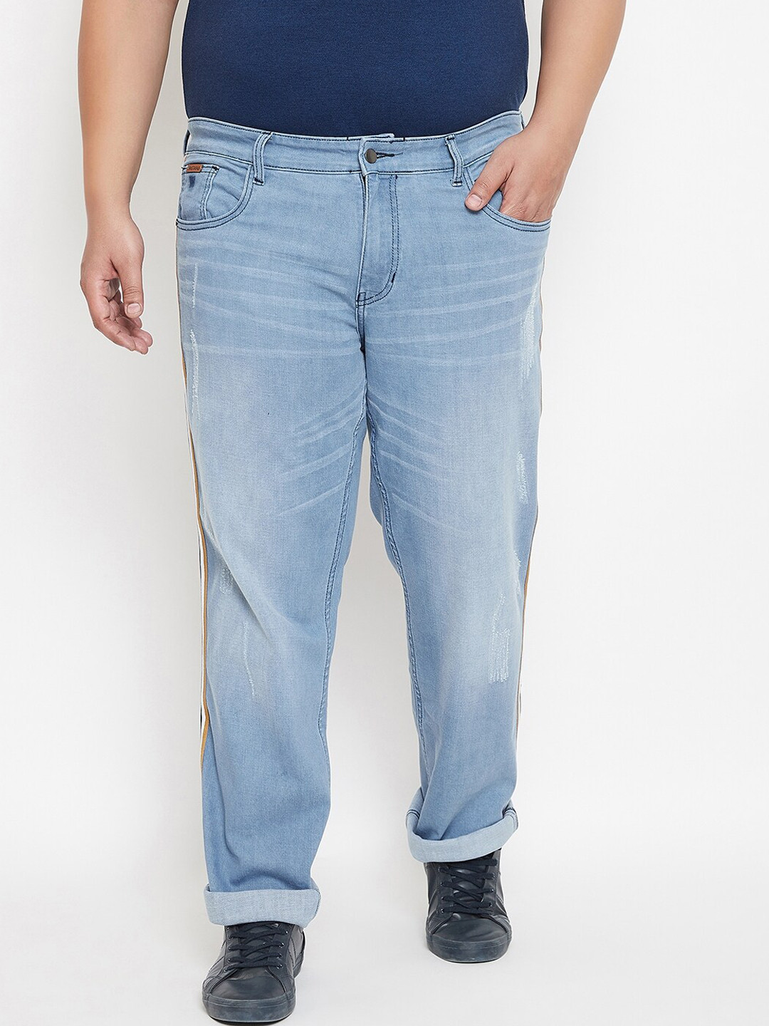 Instafab Plus Men Blue Regular Fit Mid-Rise Plus Size Clean Look Jeans