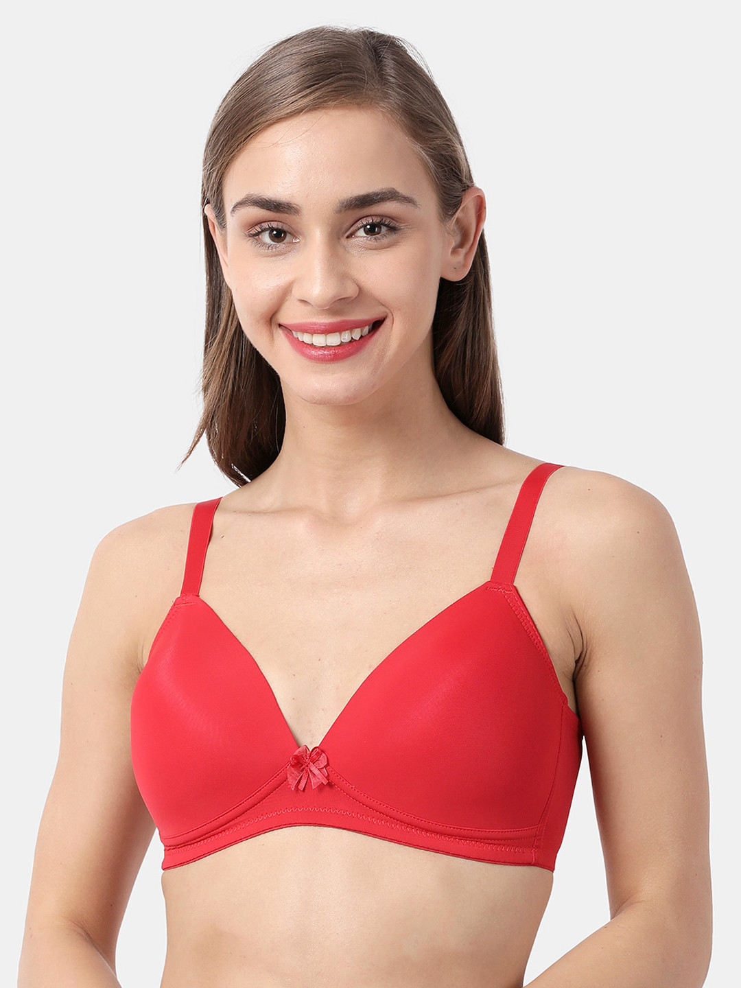shyaway Red Solid Underwired Heavily Padded Everyday Bra ST007-MoltenLava-32B