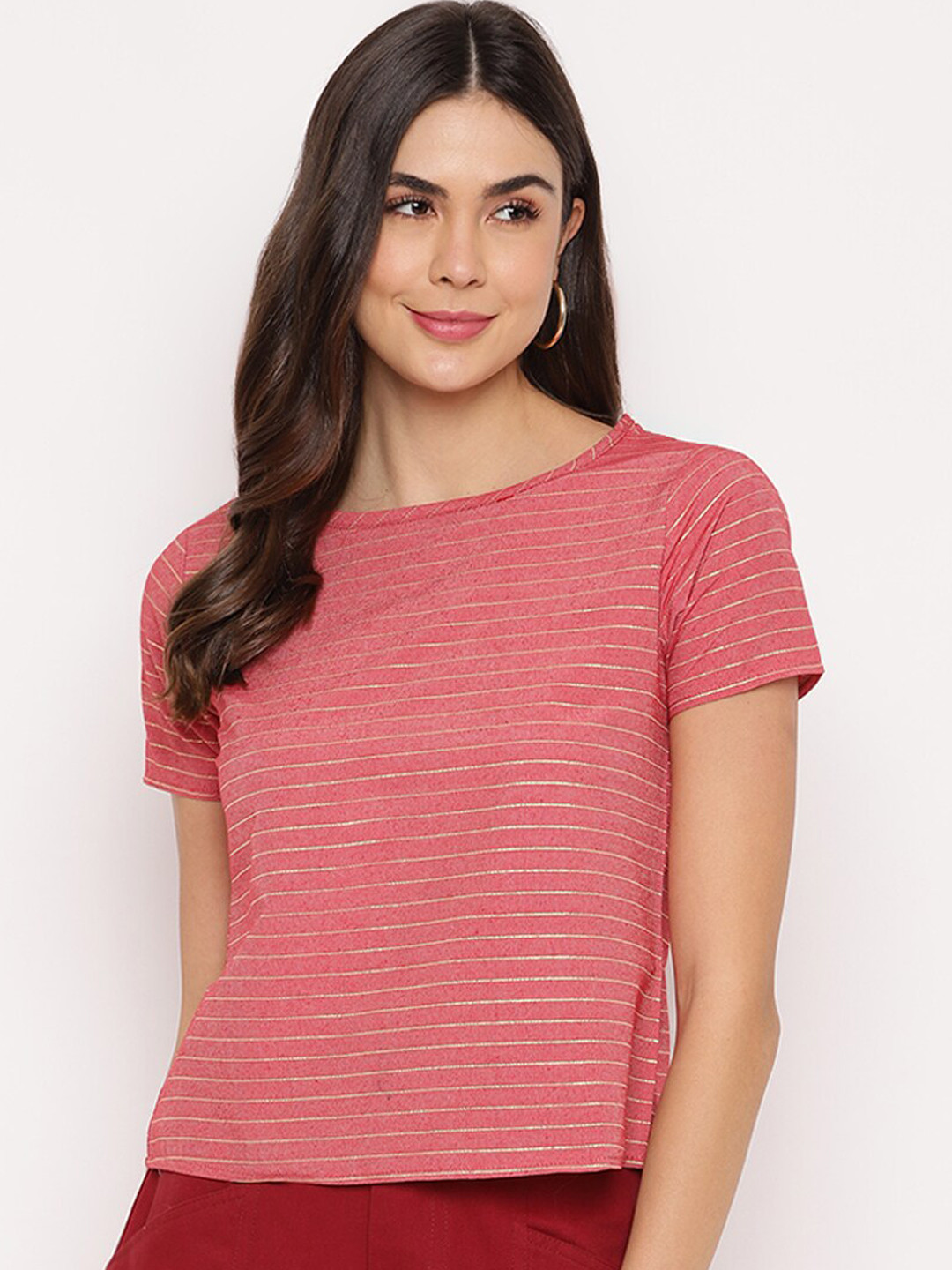 Mayra Pink Striped Regular Top