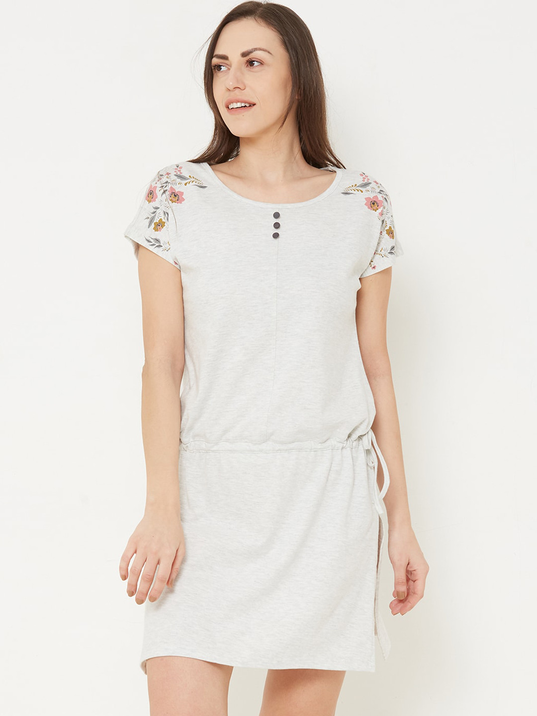 Sweet Dreams Grey Melange Printed Nightdress