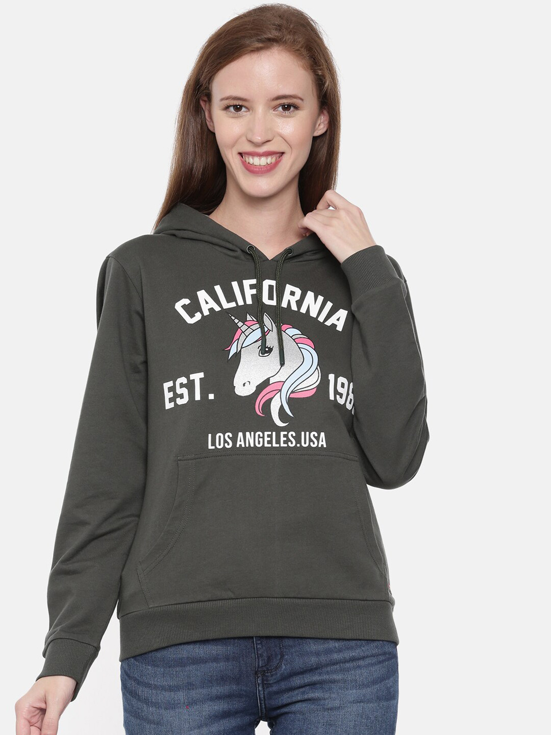 3PIN Women Green Printed Sweatshirt