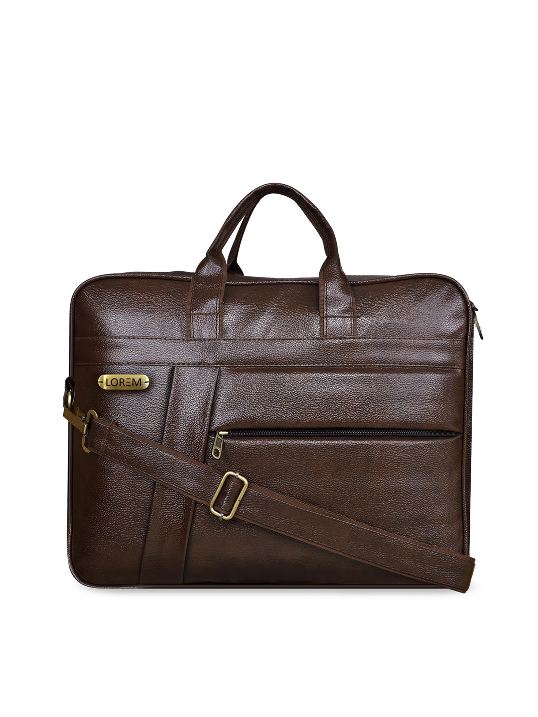 LOREM Unisex Coffee Brown Textured Laptop Bag