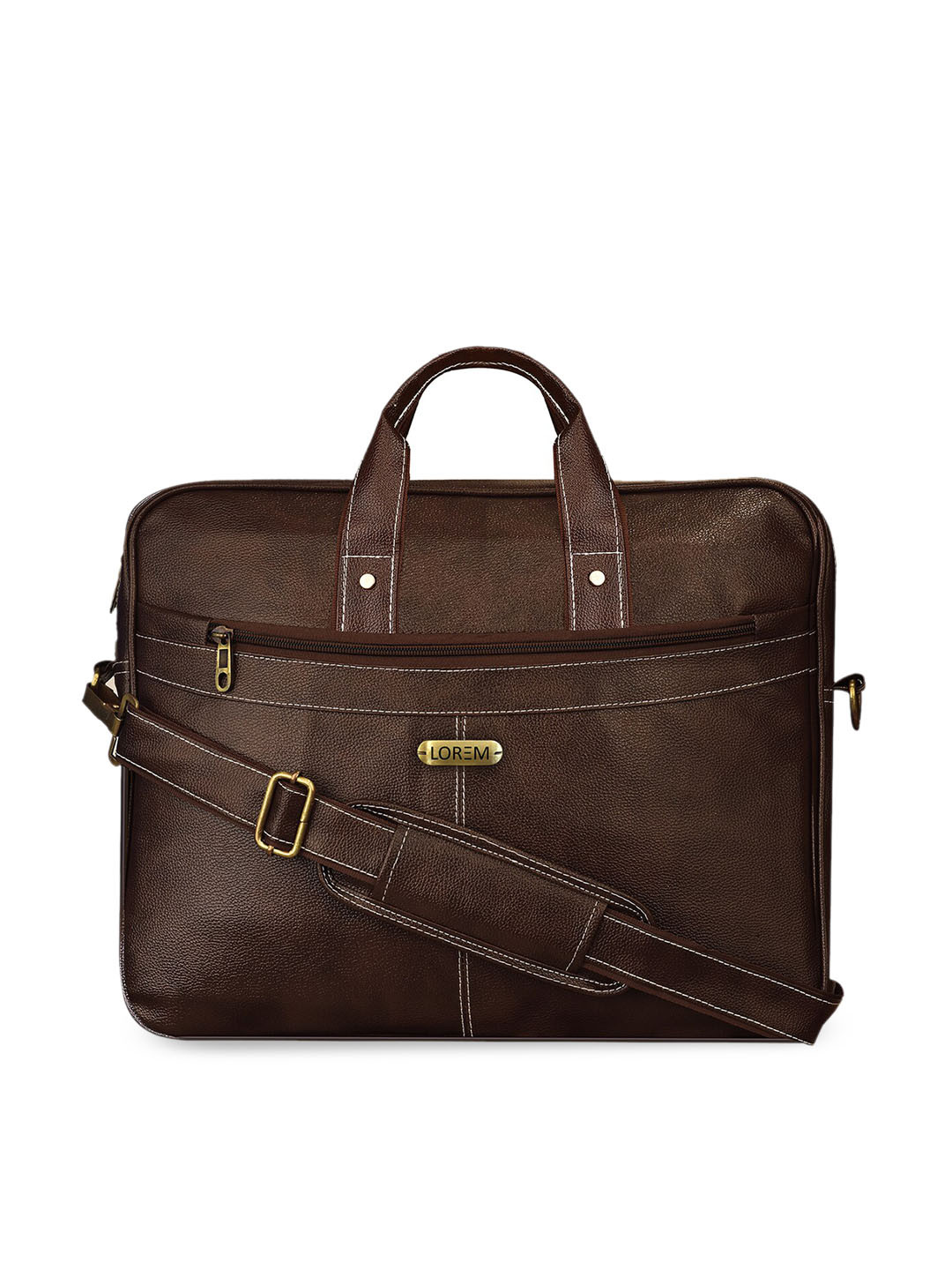 LOREM Unisex Coffee Brown Textured Laptop Bag