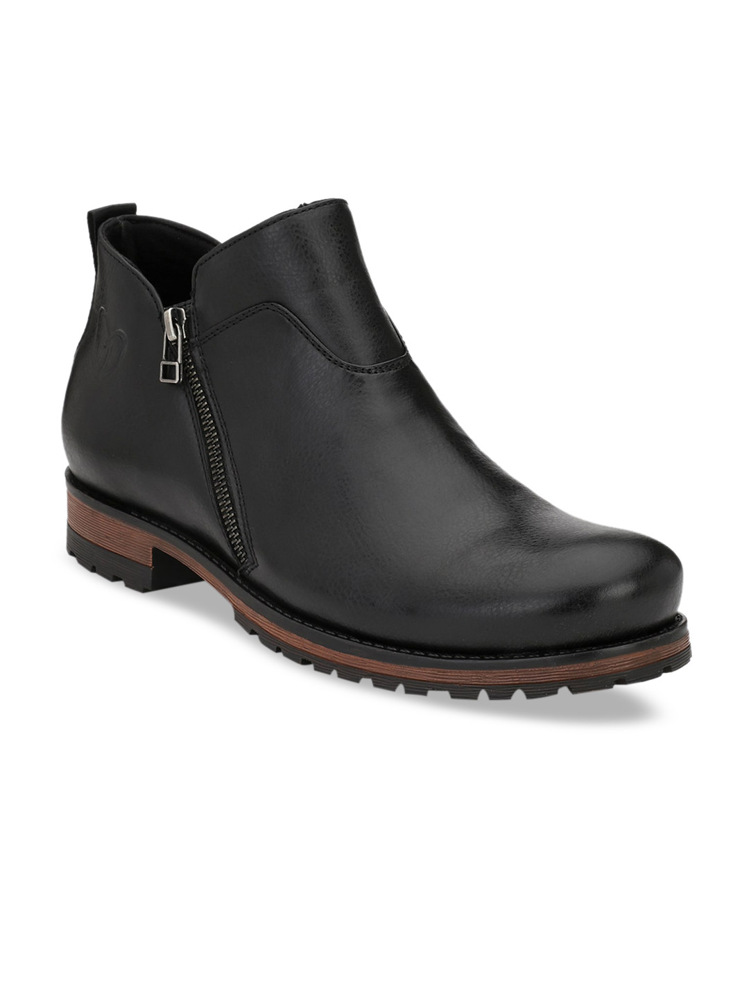 Delize Men Black Solid Flat Boots