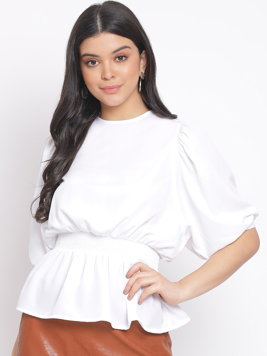 Oxolloxo White Cinched Waist Top
