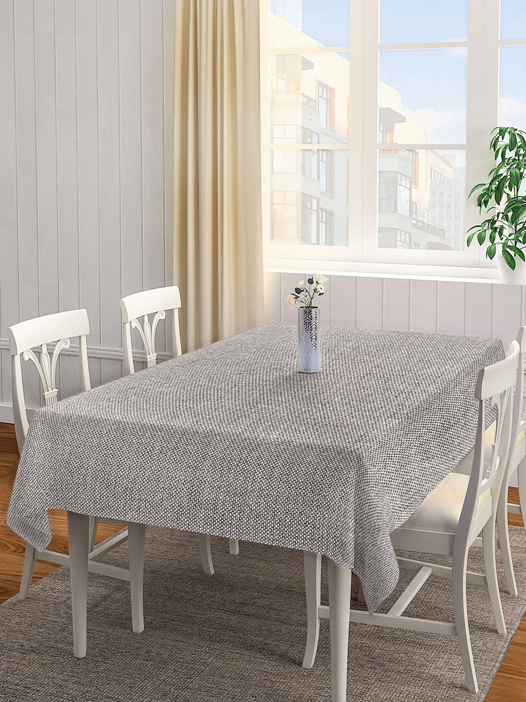 KLOTTHE Grey Textured Rectangular 6-Seater Table Cover