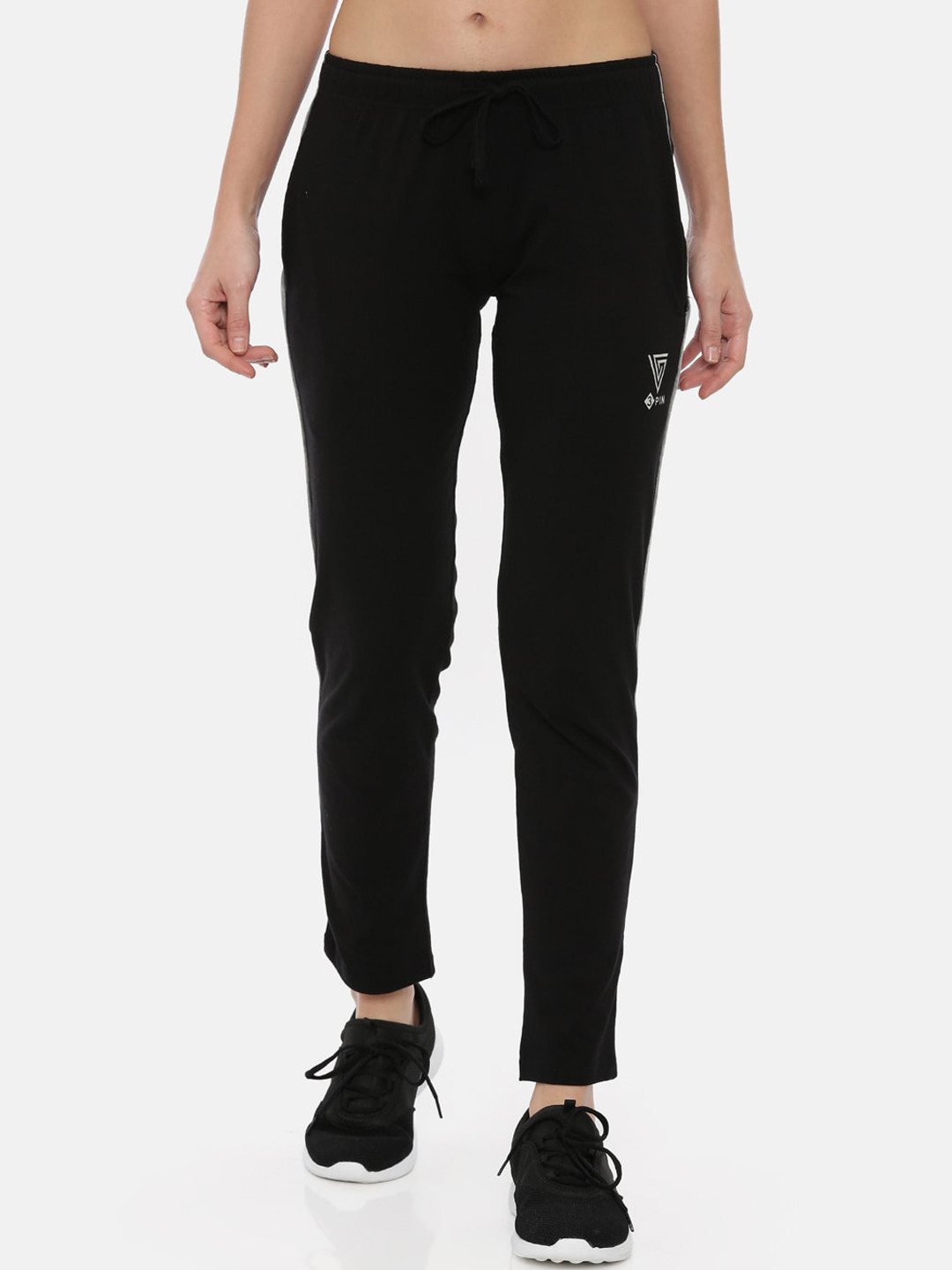 3PIN Women Black Solid Slim-Fit Track Pants