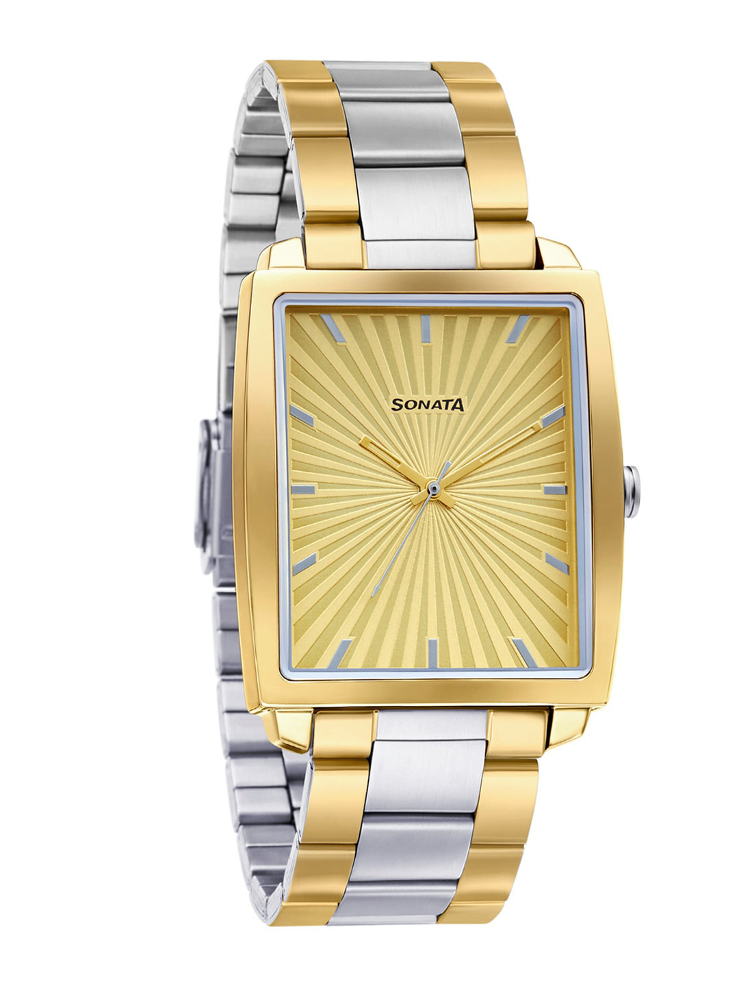 Sonata Men Cream-Coloured & Silver-Toned Analogue Watch 7143BM01