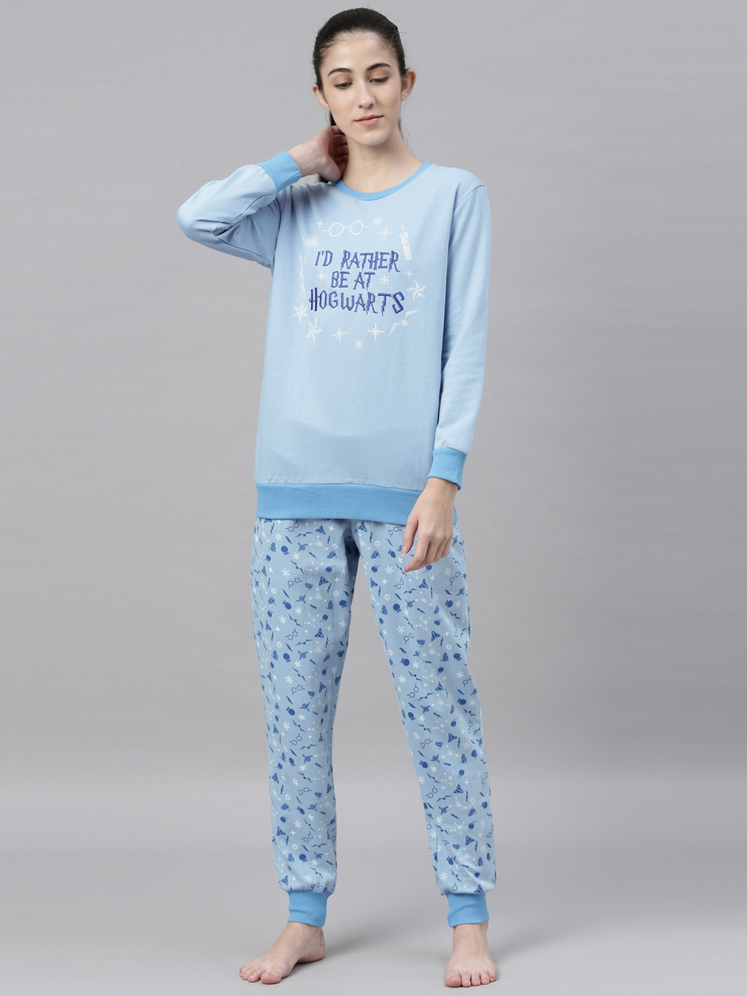 Nap Chief Unisex Harry Potter Rather be at Hogwarts Printed Cotton Relaxed Fit Night suit