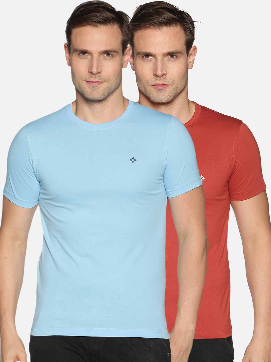 Dollar Men Round Neck Solid Colour T-Shirt With Chest Logo