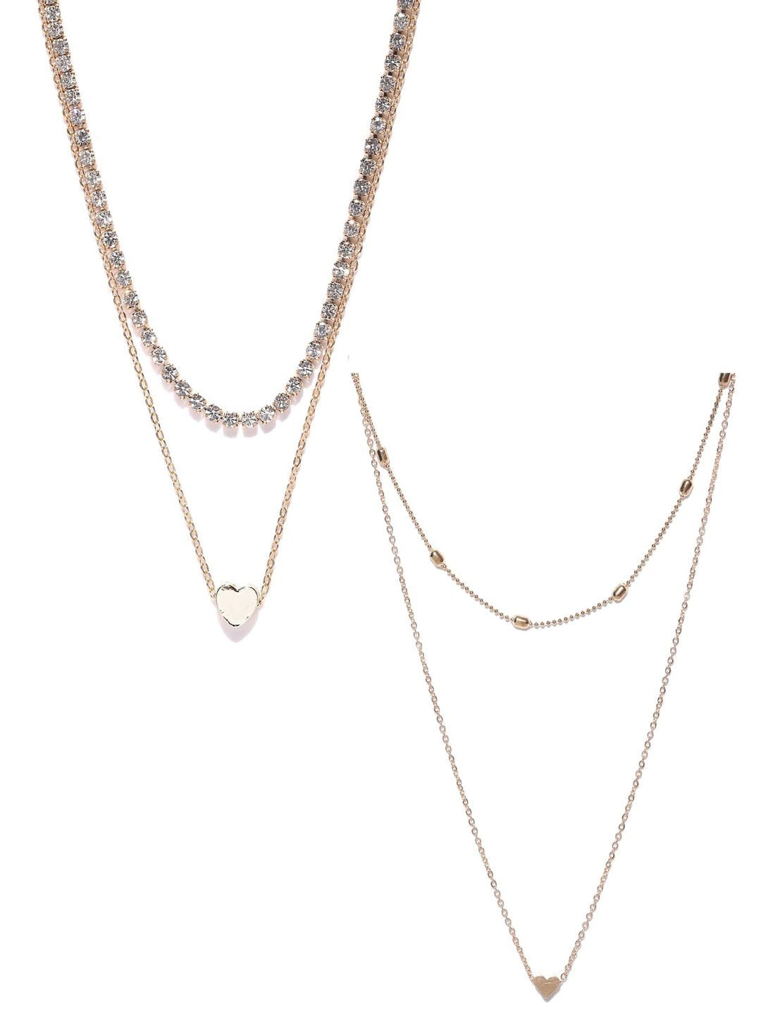 OOMPH Set Of 2 Gold-Toned Alloy Layered Necklace