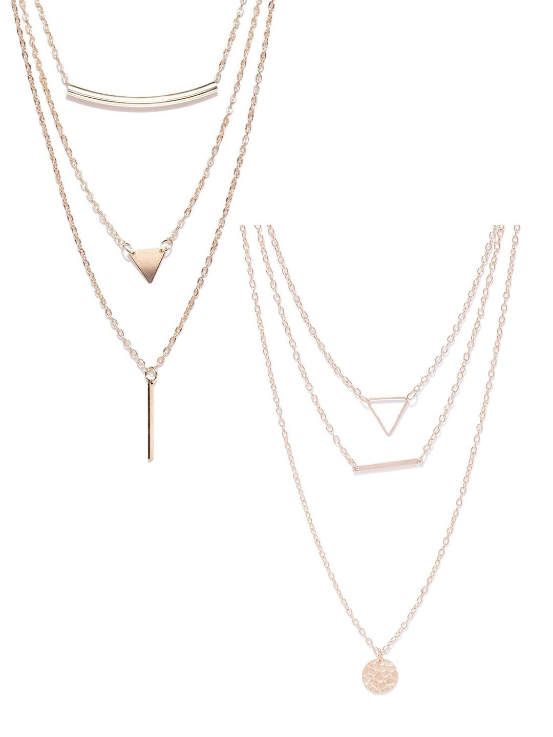 OOMPH Rose Gold Set of 2 Multi Layered Multi-Strand Charm