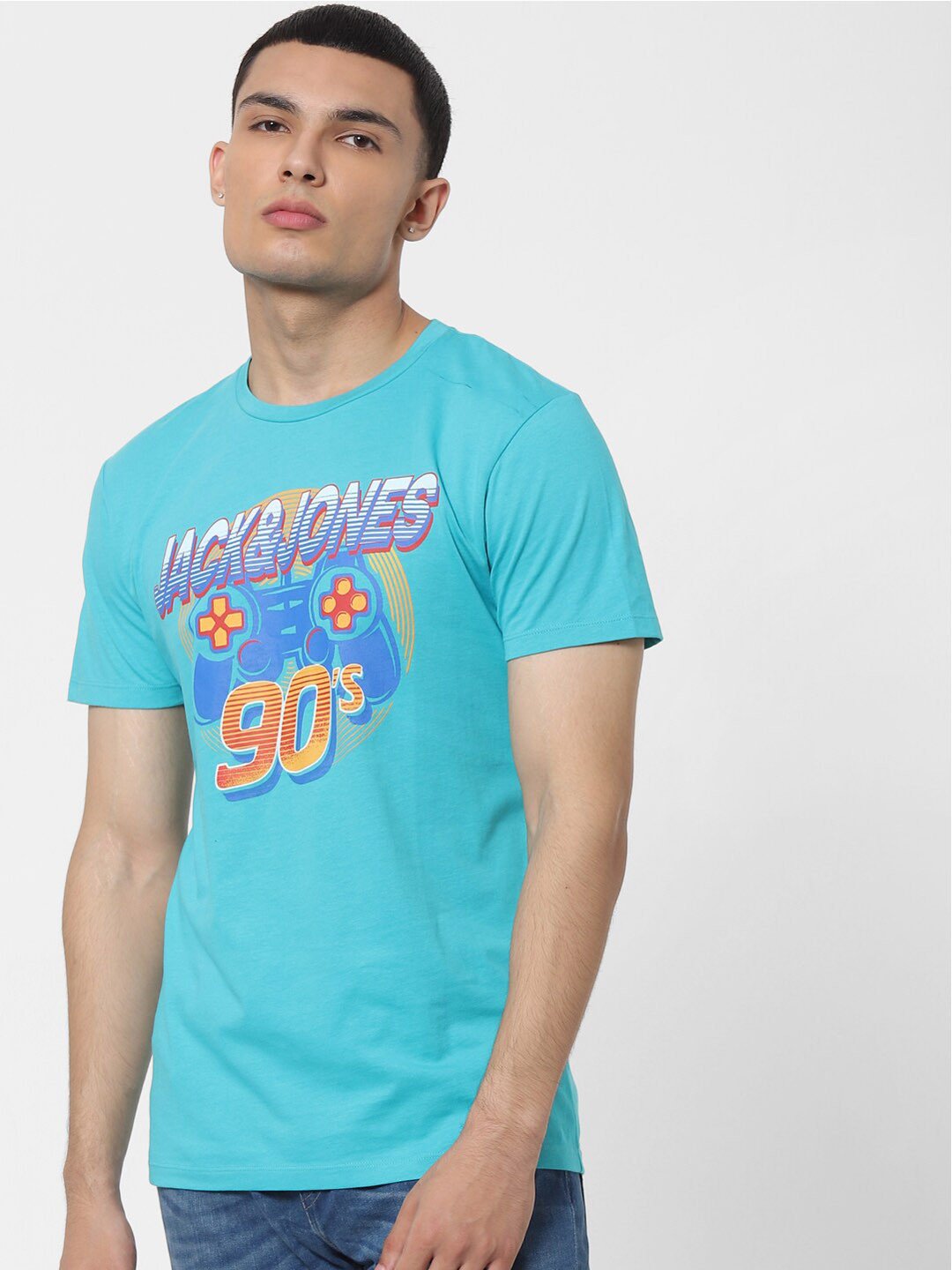 Jack & Jones Men Green Printed Round Neck T-shirt