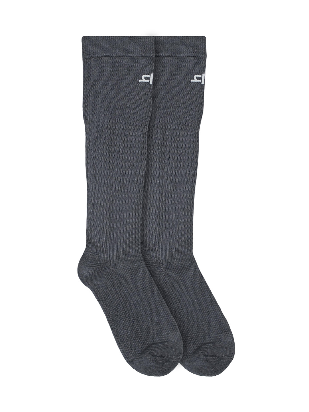 Heelium Unisex Pack of 2 Grey Solid Knee-Length Compression Socks