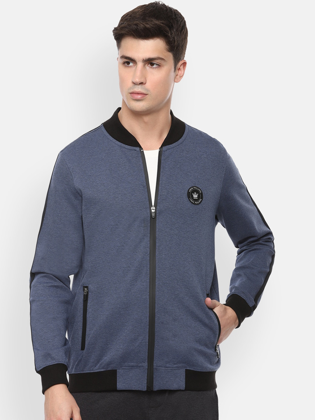 Louis Philippe ATHPLAY Men Blue Solid Sweatshirt