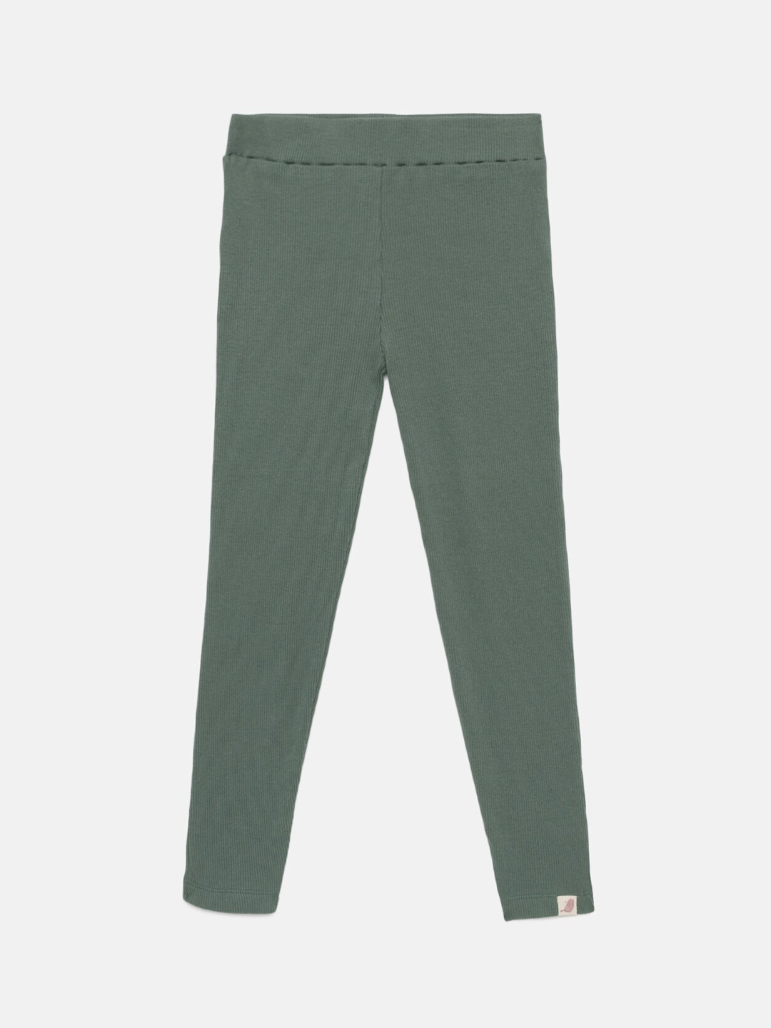 SOFIE & SAM Girls Green Solid Sustainable Organic Cotton Ankle-Length Leggings