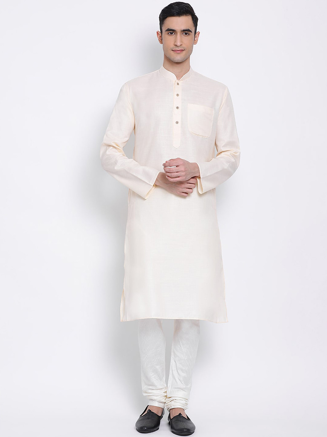 Here&Now X Sanwara  Men Beige Straight Kurta