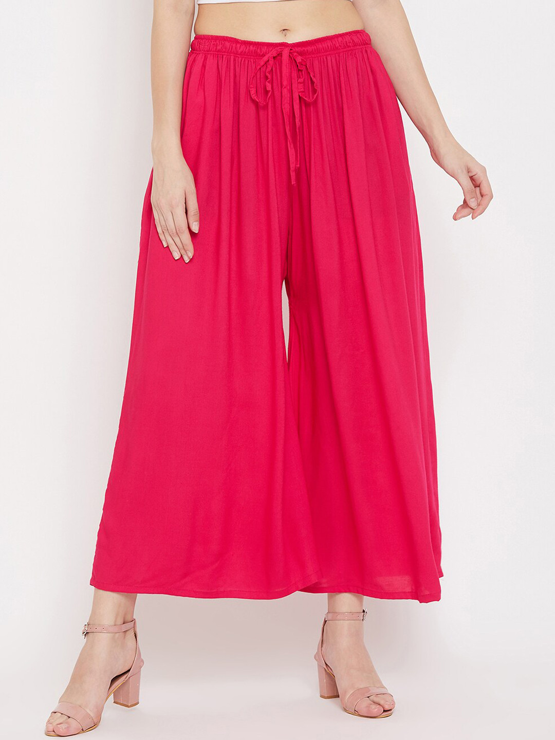 Clora Creation Women Magenta Solid Flared Palazzos
