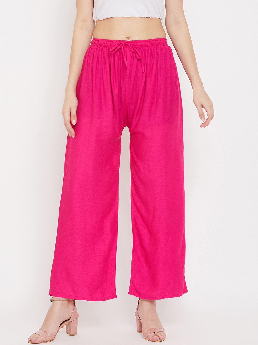 Clora Creation Women Magenta Solid Straight Palazzos