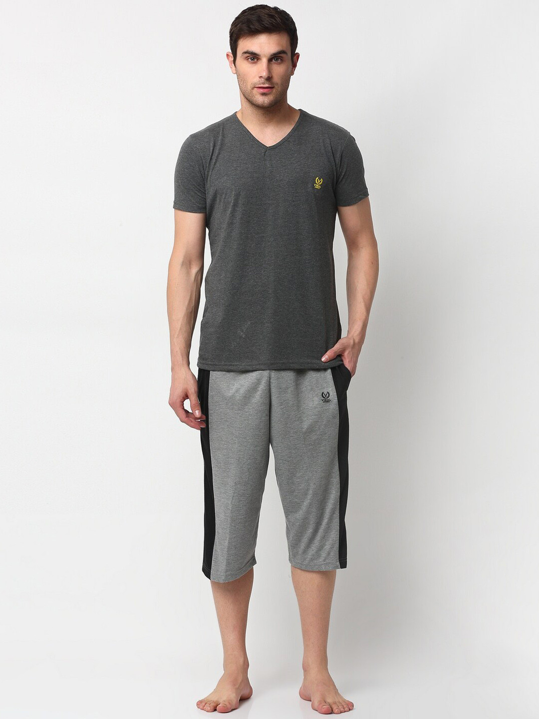 MACK JONNEY Men Grey Solid Night Suit V_ANT_C7_MLG_02