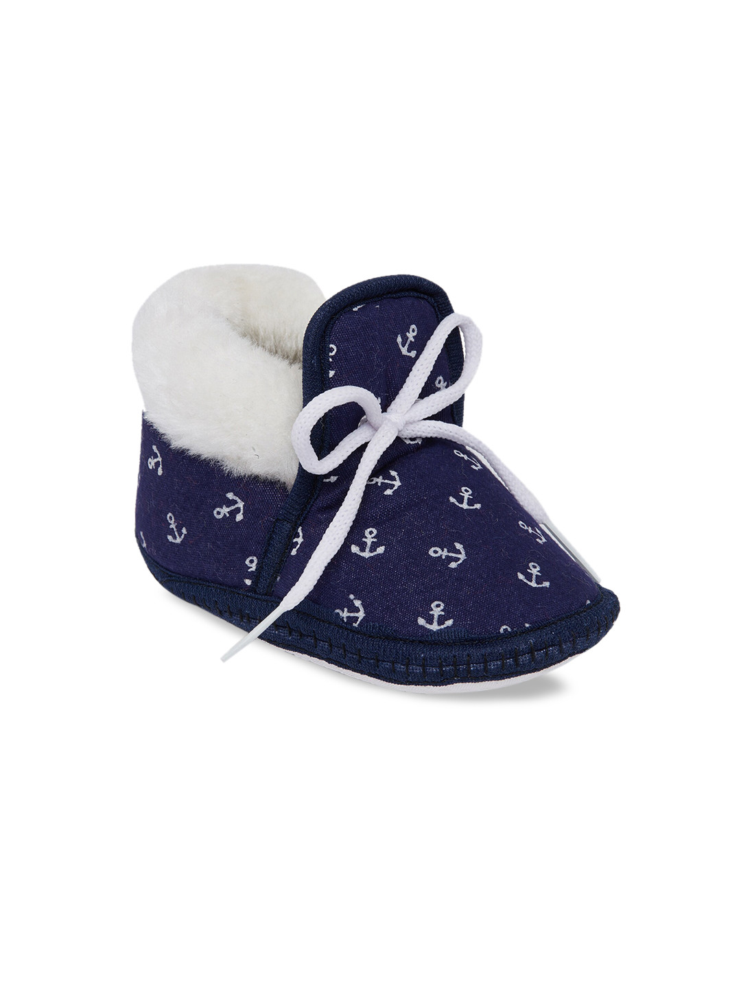 CHiU Infant Kids Blue & White Printed Booties
