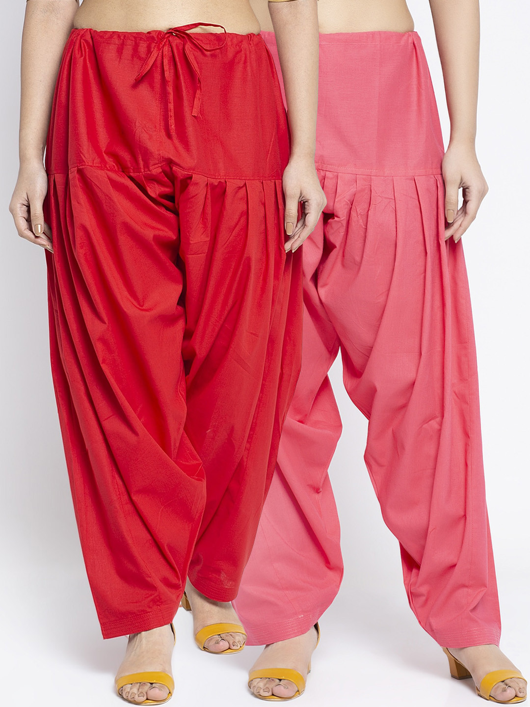GRACIT Women Pack Of 2 Red & Pink Solid Cotton Salwars