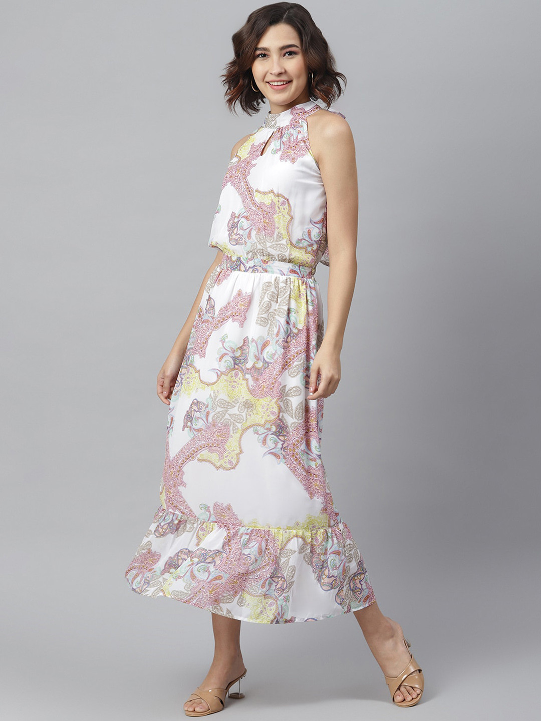 StyleStone Women White Printed Maxi Dress