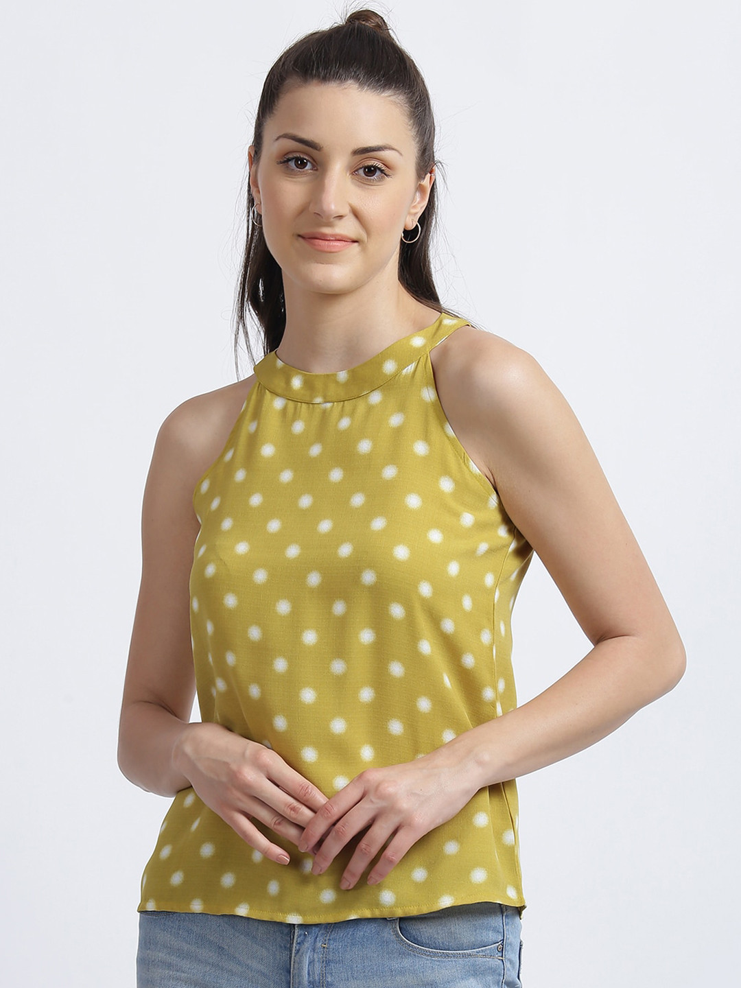 Zink London Yellow Printed Regular Top