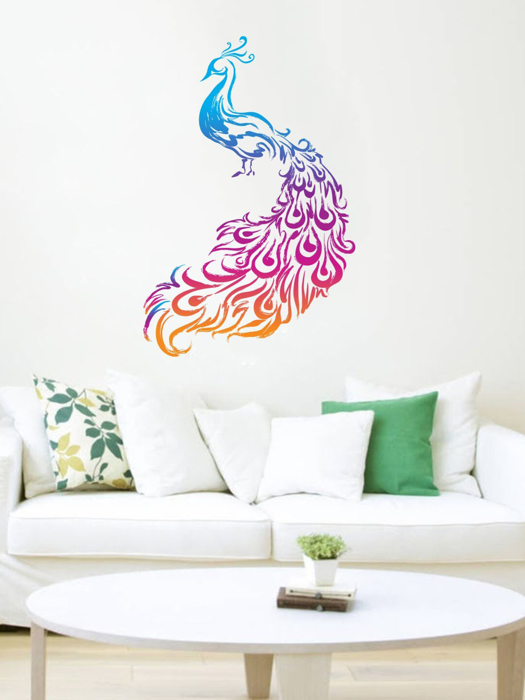rawpockets Blue & Purple Crayon Peacock Wall Sticker