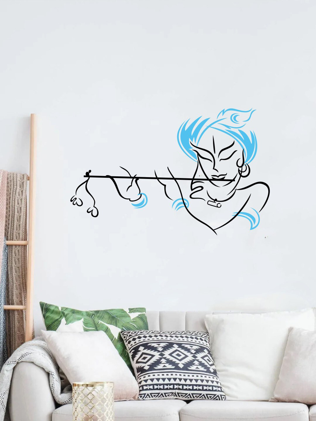 rawpockets Blue & Black Lord Krishna Wall Sticker