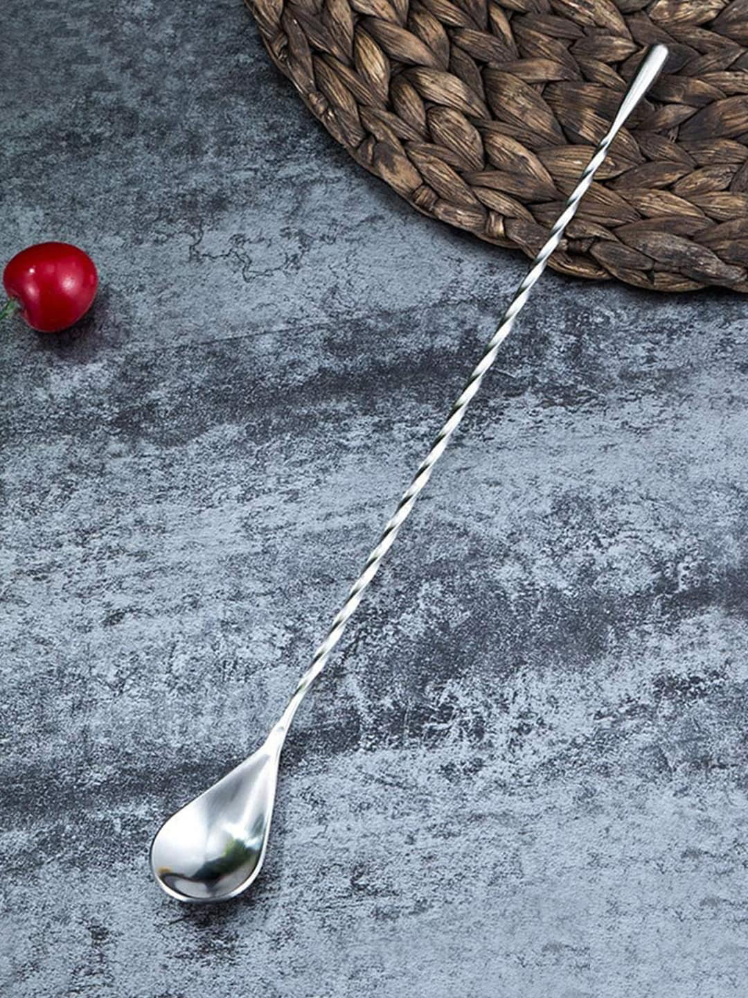 INCRIZMA Set of 2 Silver-Toned Stainless Steel Stirring Spoons