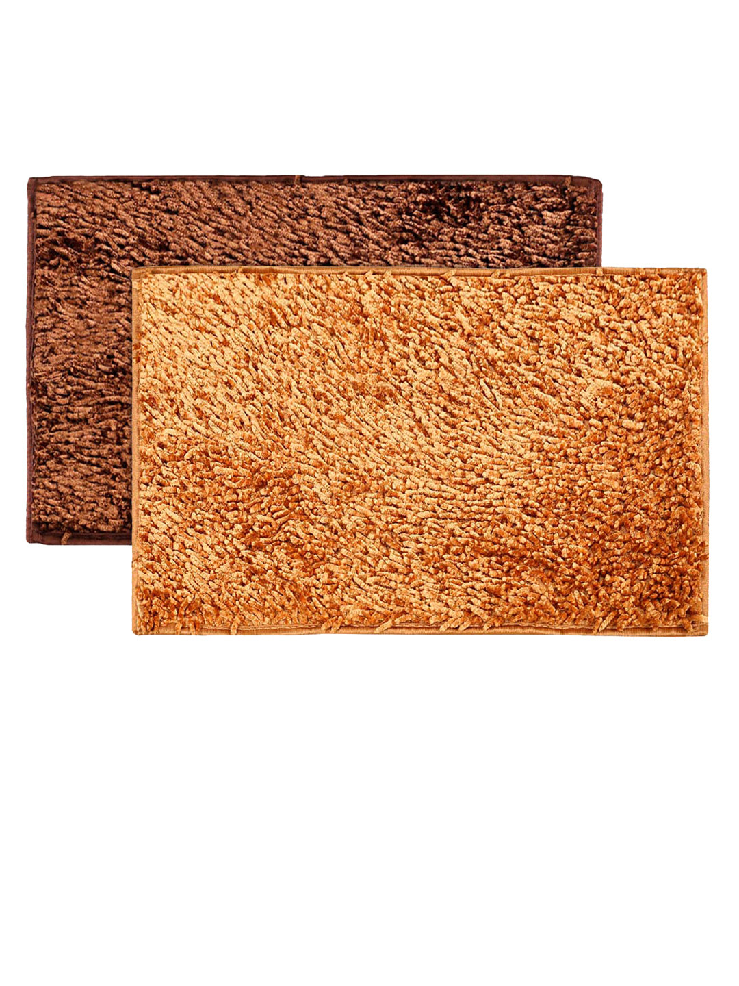 Kuber Industries Set Of 2 Gold & Brown Solid Anti-Skid Doormats
