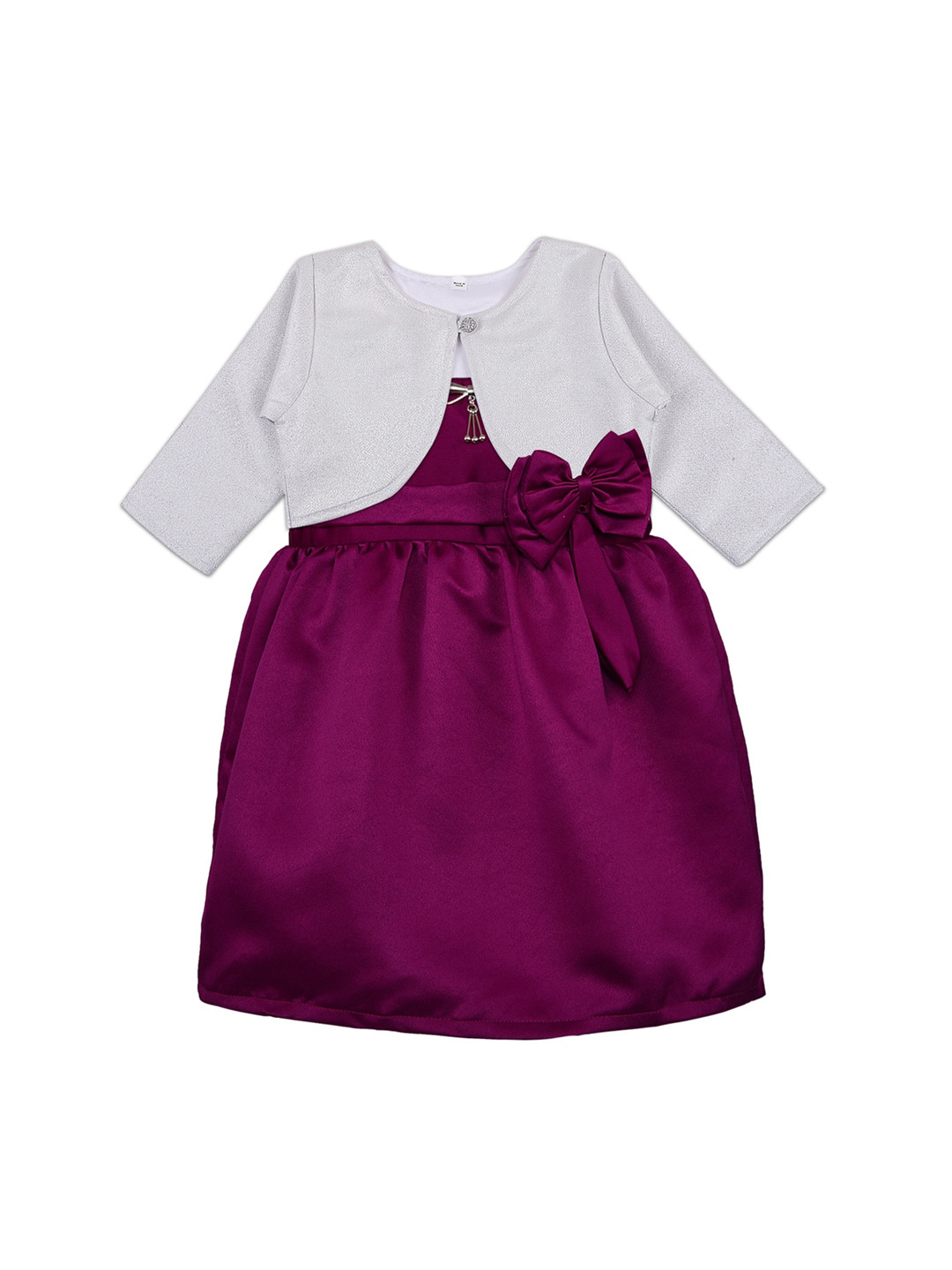 Wish Karo Girls Purple Solid Fit and Flare Dress & Jacket