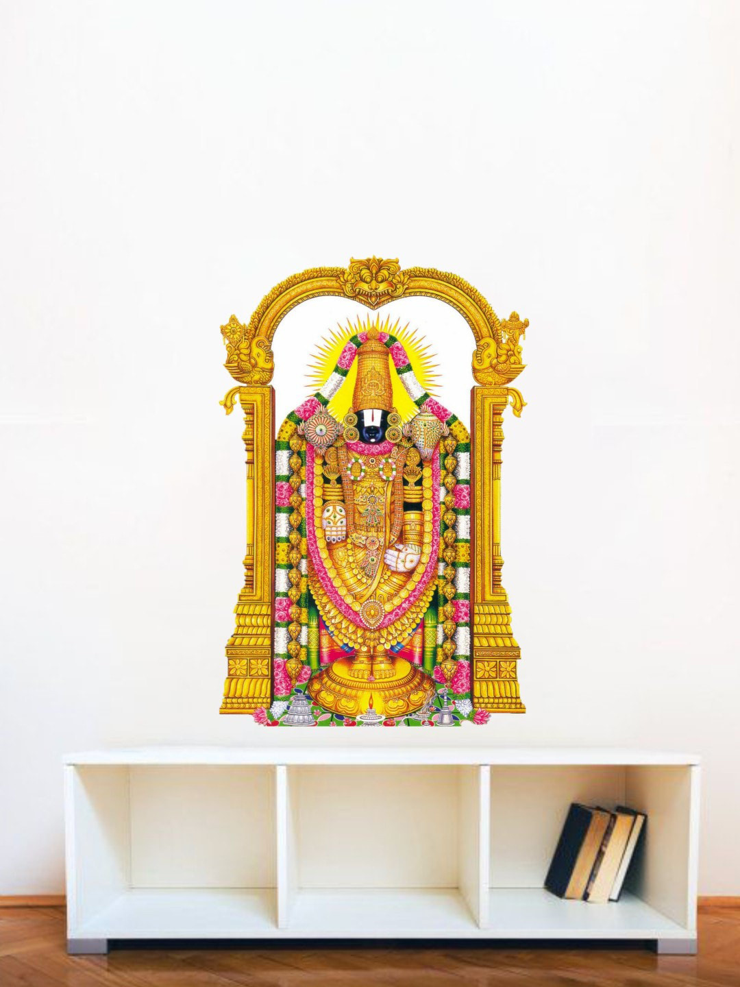 rawpockets Mustard Yellow & Pink Lord Tirupathi Balaji Wall Sticker