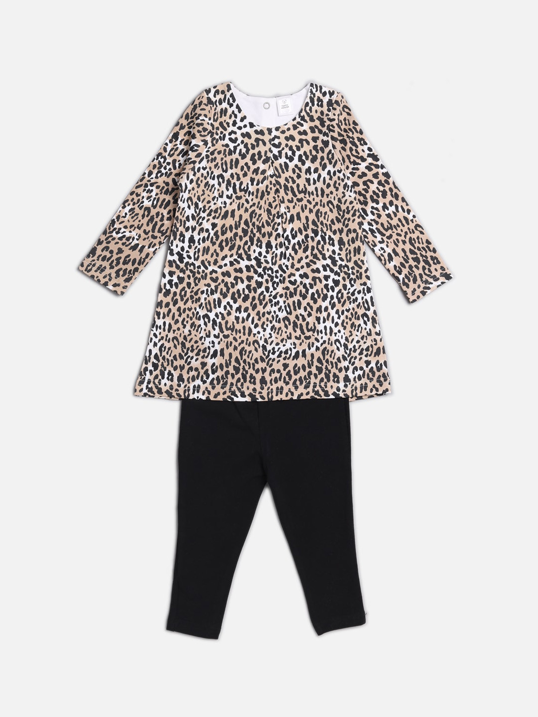 TOFFY HOUSE Girls Black & White Printed Top with Leggings